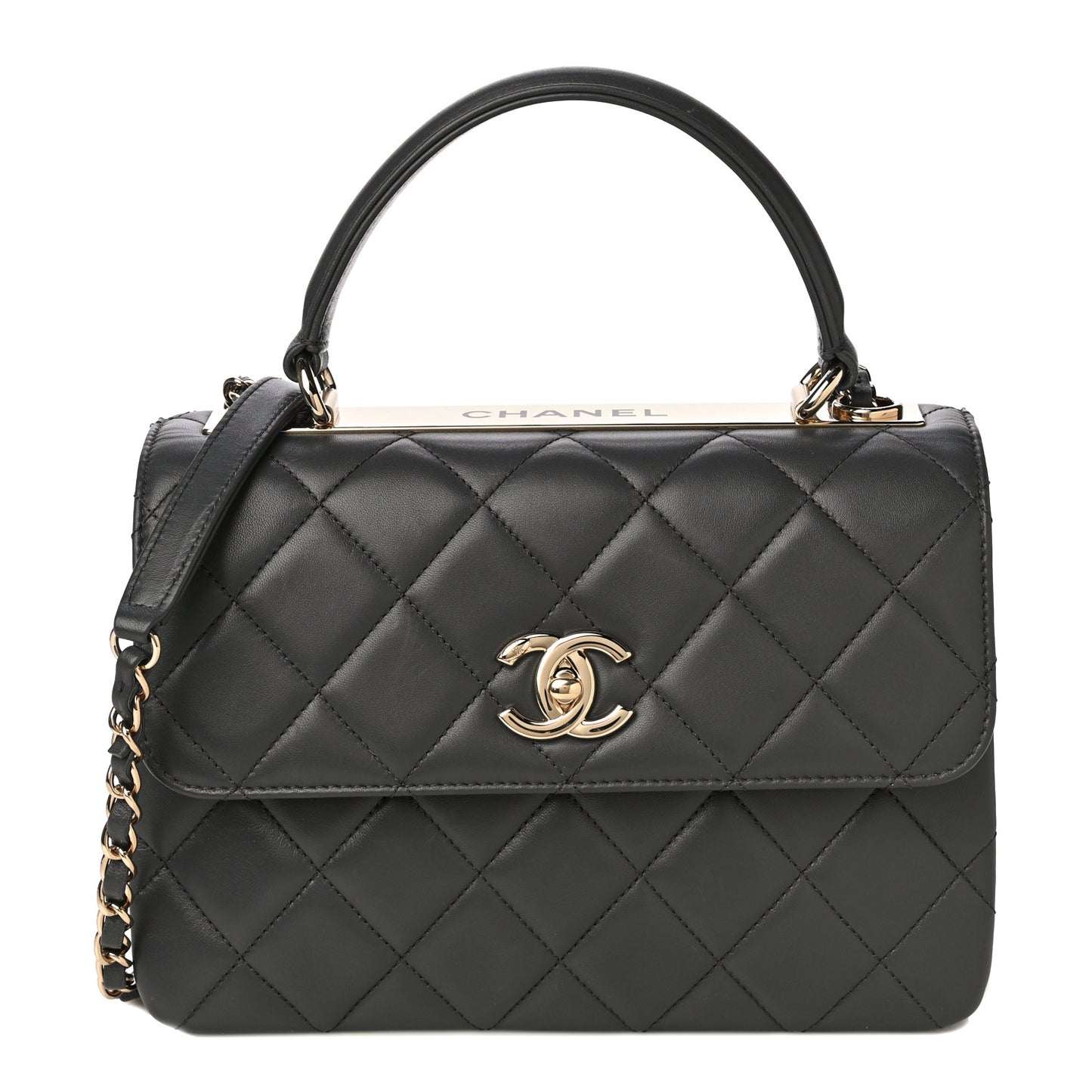 Lambskin Quilted Small Trendy CC Dual Handle Flap Bag Dark Grey
