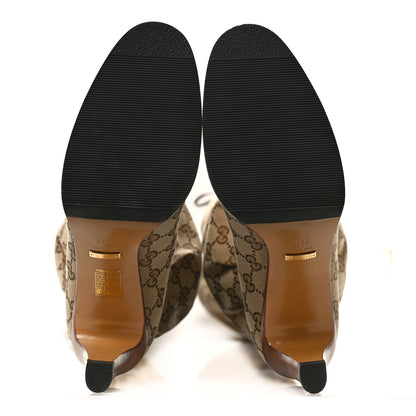 Gucci Monogram Over the Knee Boots 39.5 Beige Ebony 6 of 7