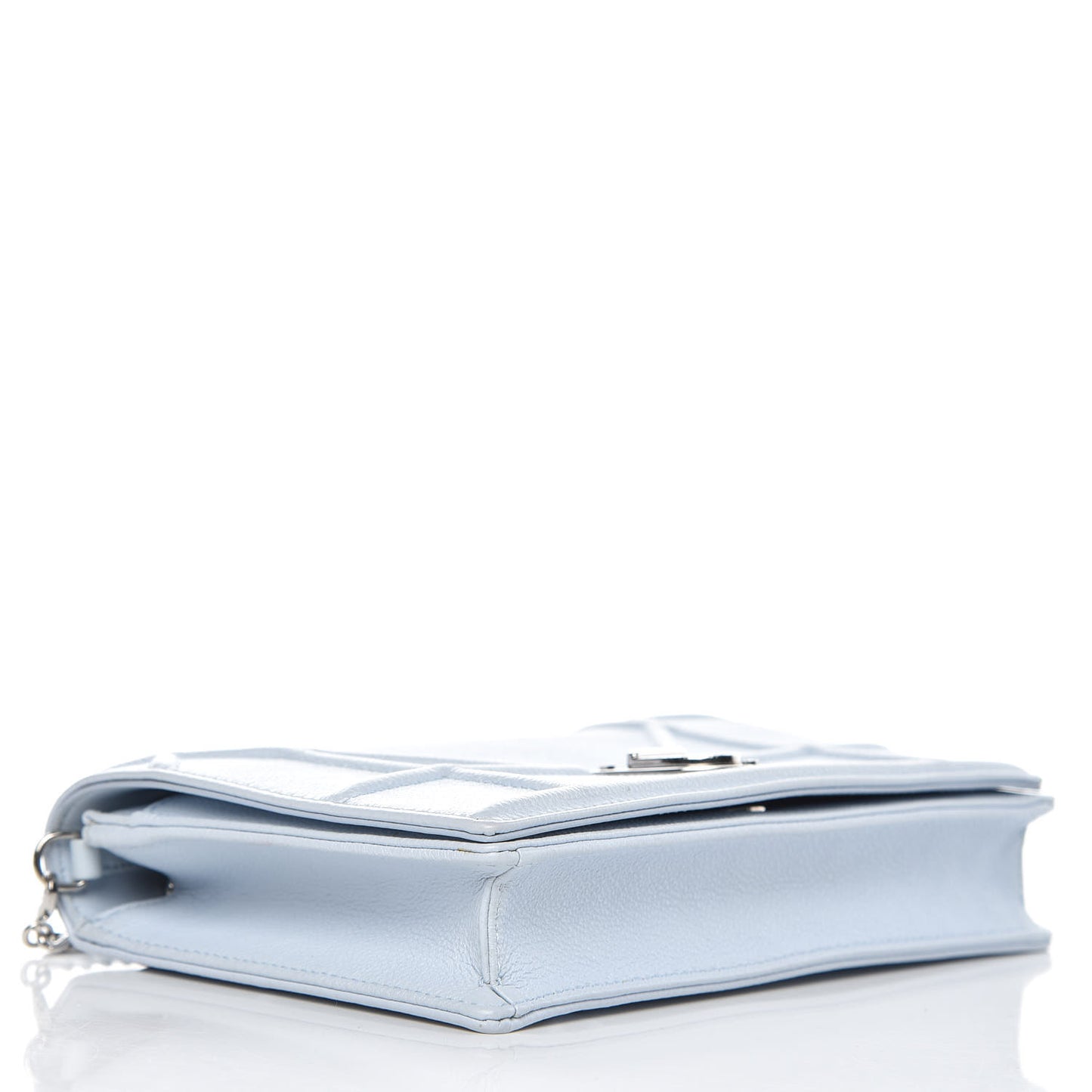 Grained Calfskin Diorama Wallet on Chain Pouch Light Blue