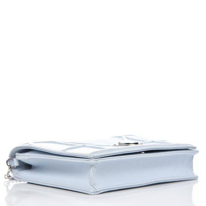 Christian Dior Grained Calfskin Diorama Wallet on Chain Pouch Light Blue 4 of 13