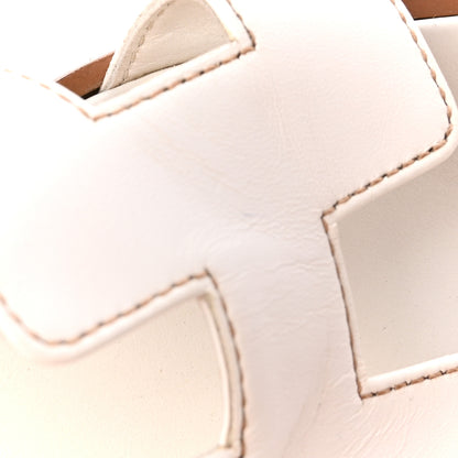 Hermes Box Calfskin Oran Sandals 37 White 11 of 12