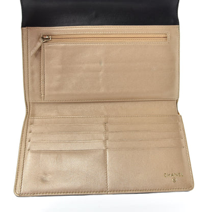Chanel Lambskin Camellia Embossed Large Flap Wallet Black 5 of 7