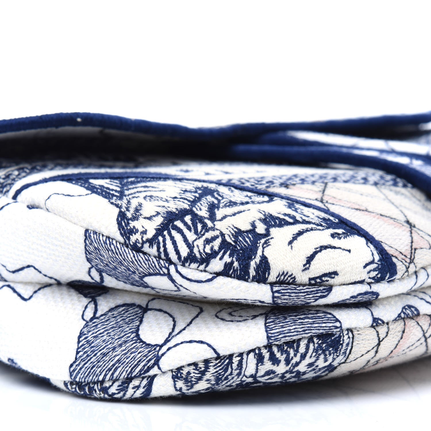 Christian Dior Canvas Embroidered Around the World Saddle Bag Blue 8 of 11