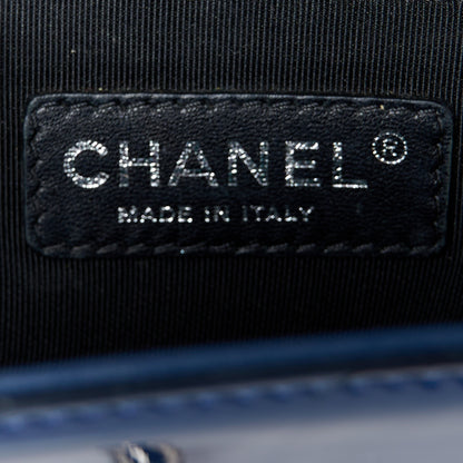 Chanel Patent Calfskin Quilted Medium Plexiglass Boy Flap Navy 6 of 10
