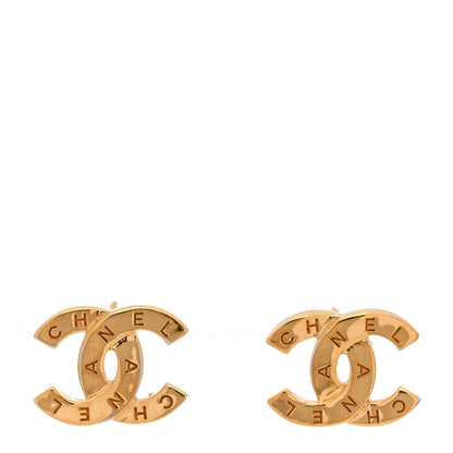 Chanel Metal CC Paris Button Stud Earrings Gold 1 of 5