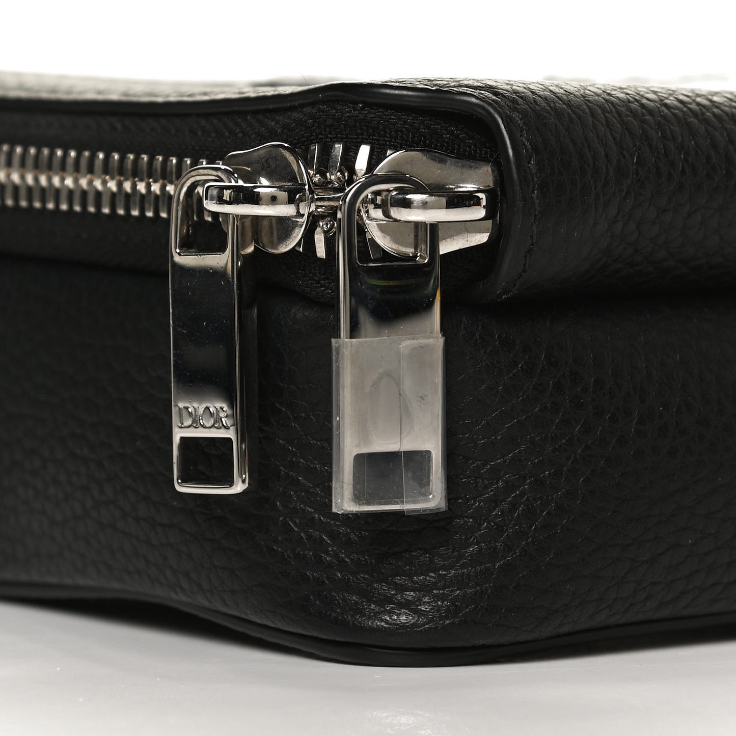X SHAWN STUSSY Grained Calfskin Double Zip Crossbody Pouch Black