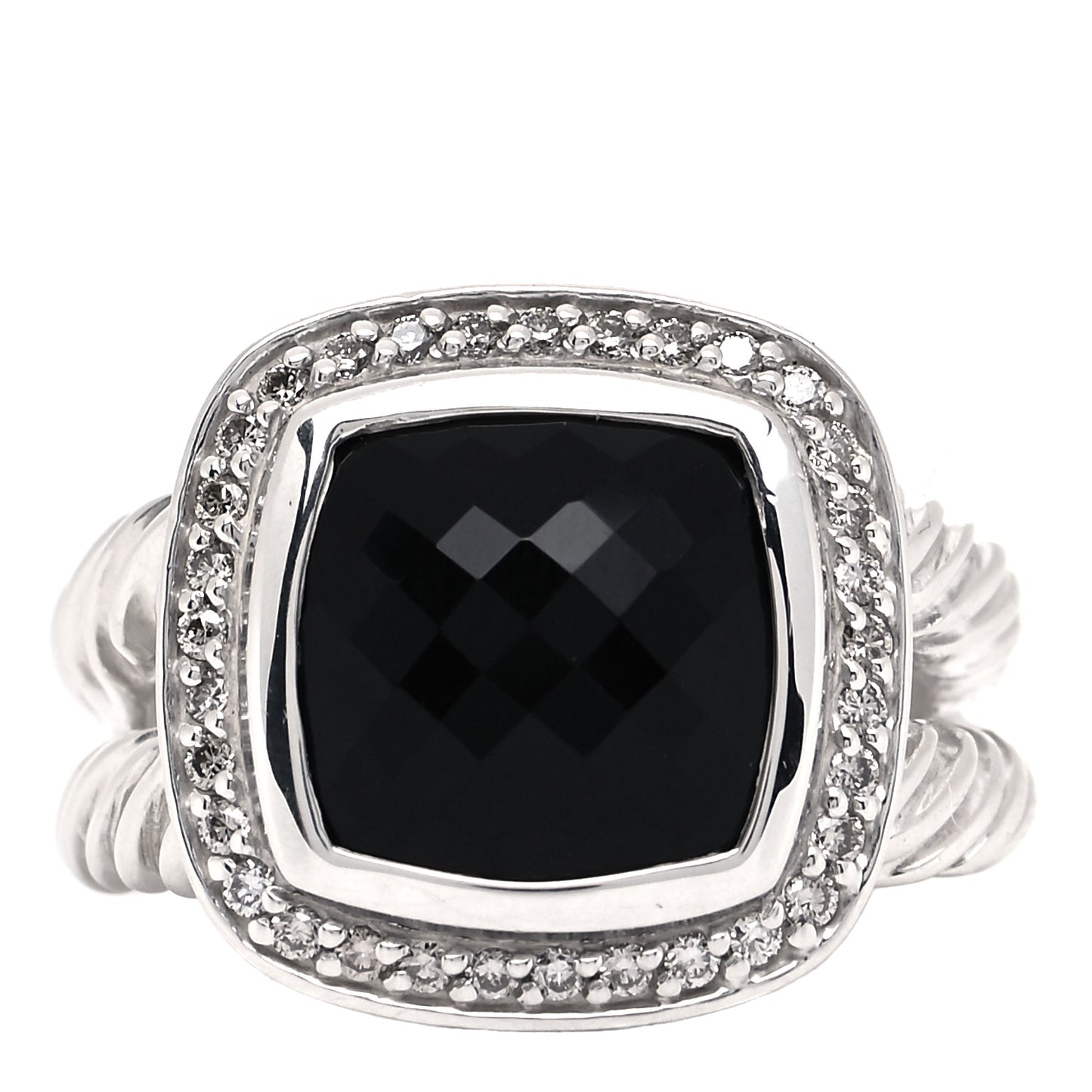 Sterling Silver Diamond Black Onyx 11mm Albion Ring 54 7