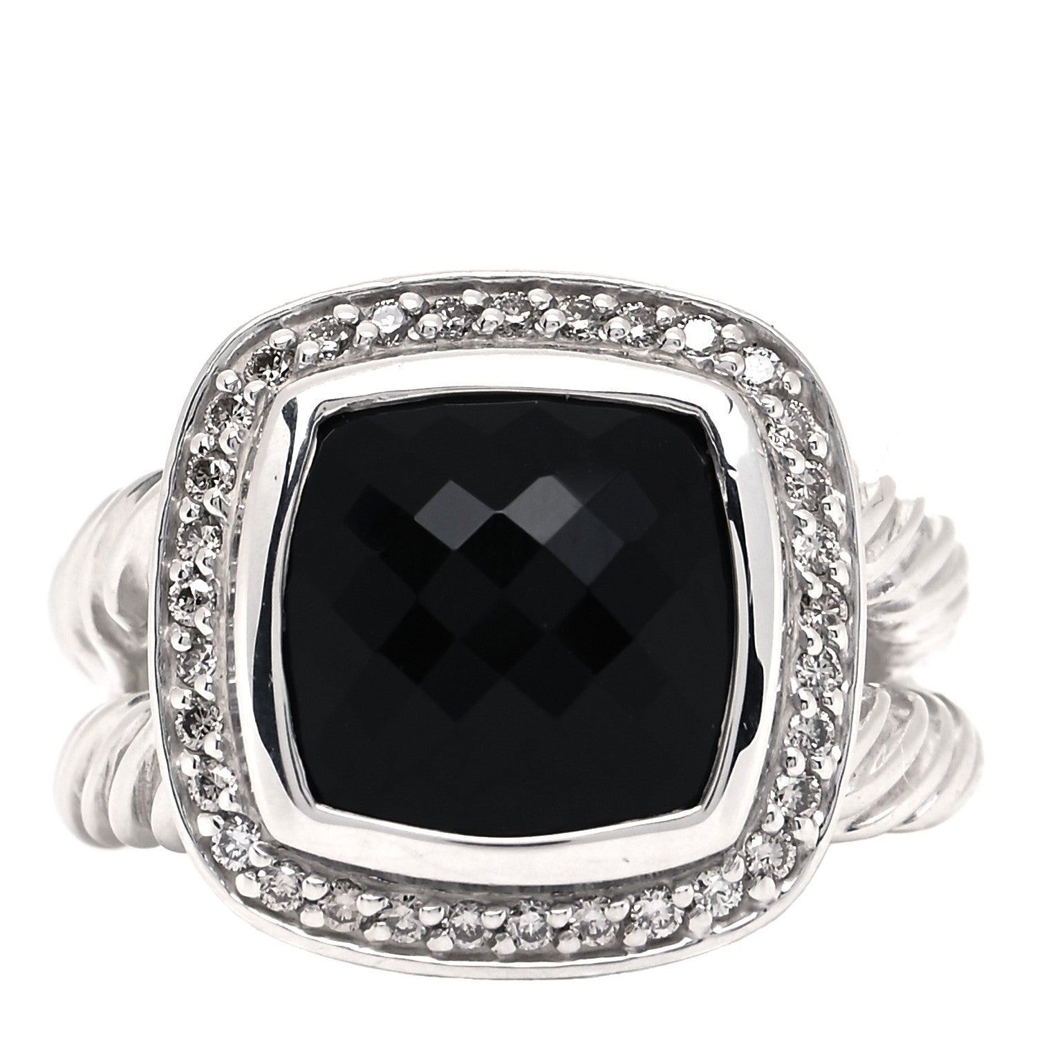 David Yurman Sterling Silver Diamond Black Onyx 11mm Albion Ring 54 7 1 of 4