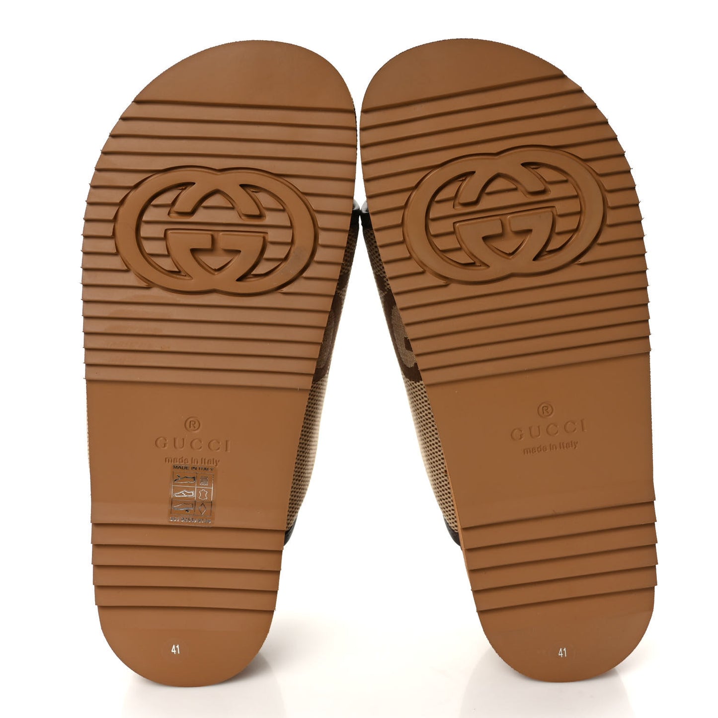 Monogram Jumbo GG Nappa Samoa Platform 40mm Slide Sandals 41 Camel Ebony New Acero