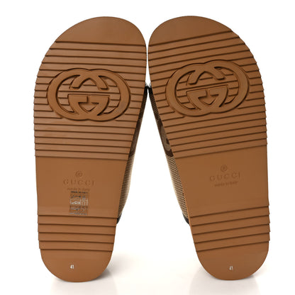 Gucci Monogram Jumbo GG Nappa Samoa Platform 40mm Slide Sandals 41 Camel Ebony New Acero 5 of 9