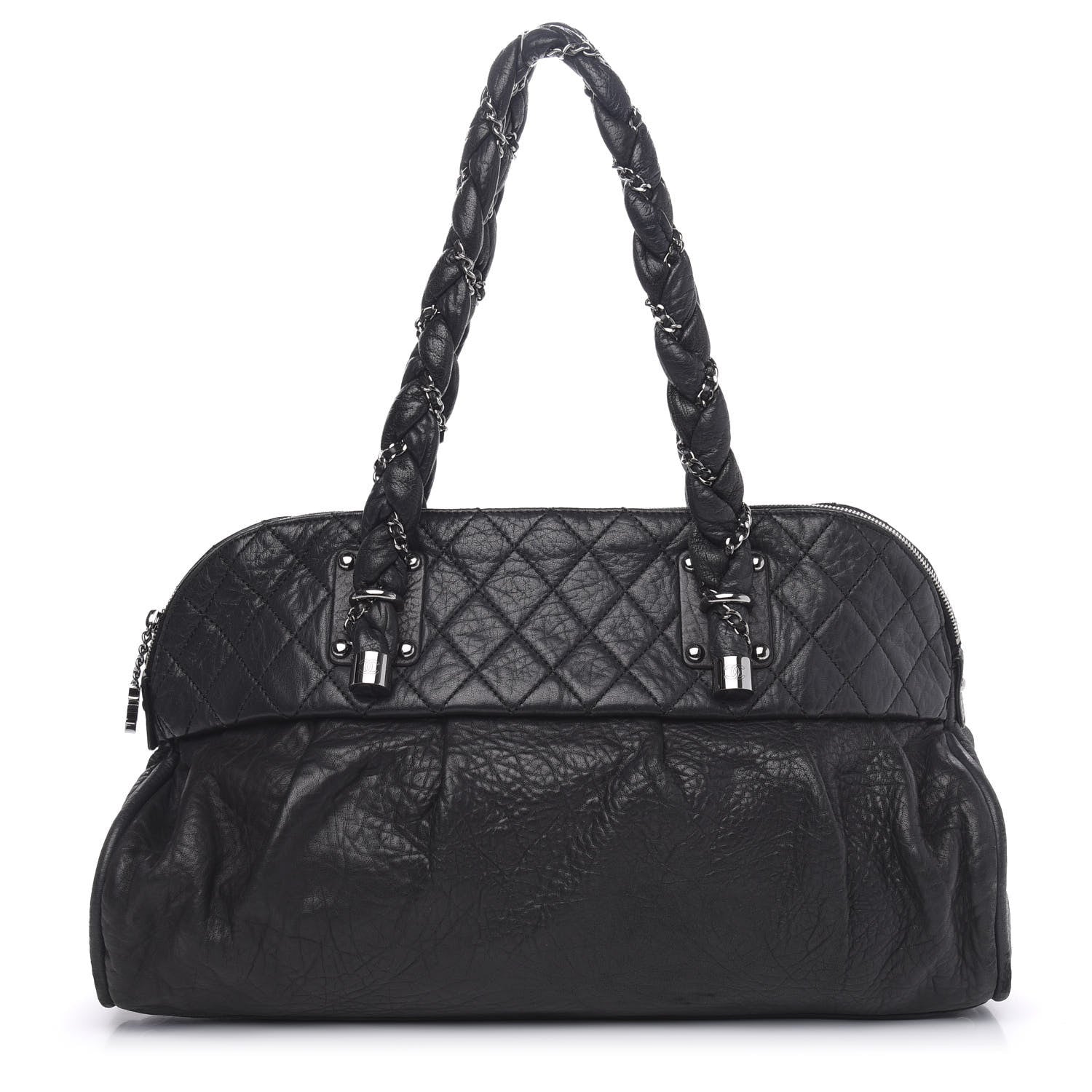 Chanel Distressed Lambskin Large Lady Braid Satchel Black 1 of 13