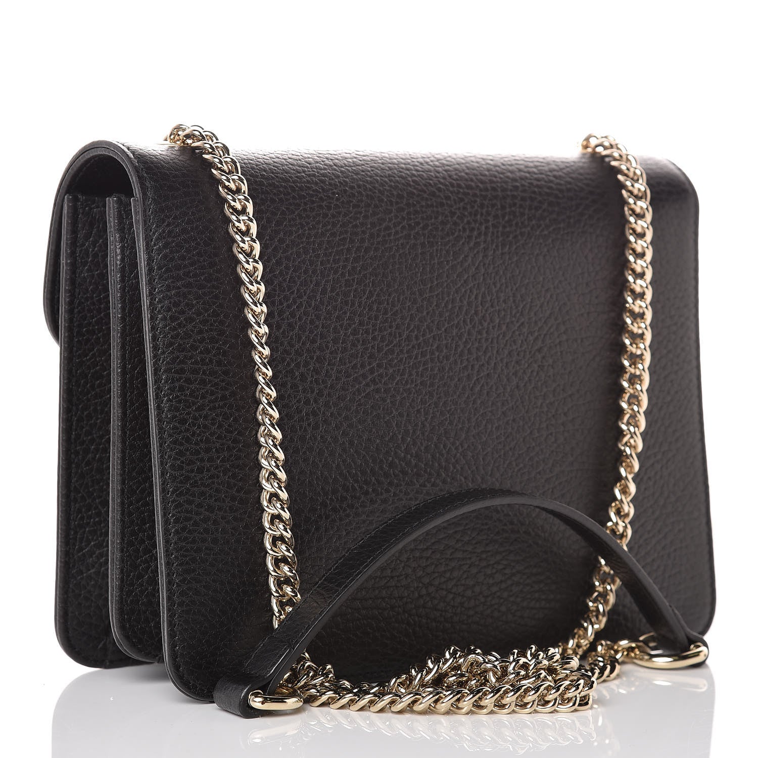 Gucci Dollar Calfskin Small Interlocking G Shoulder Bag Black 3 of 10