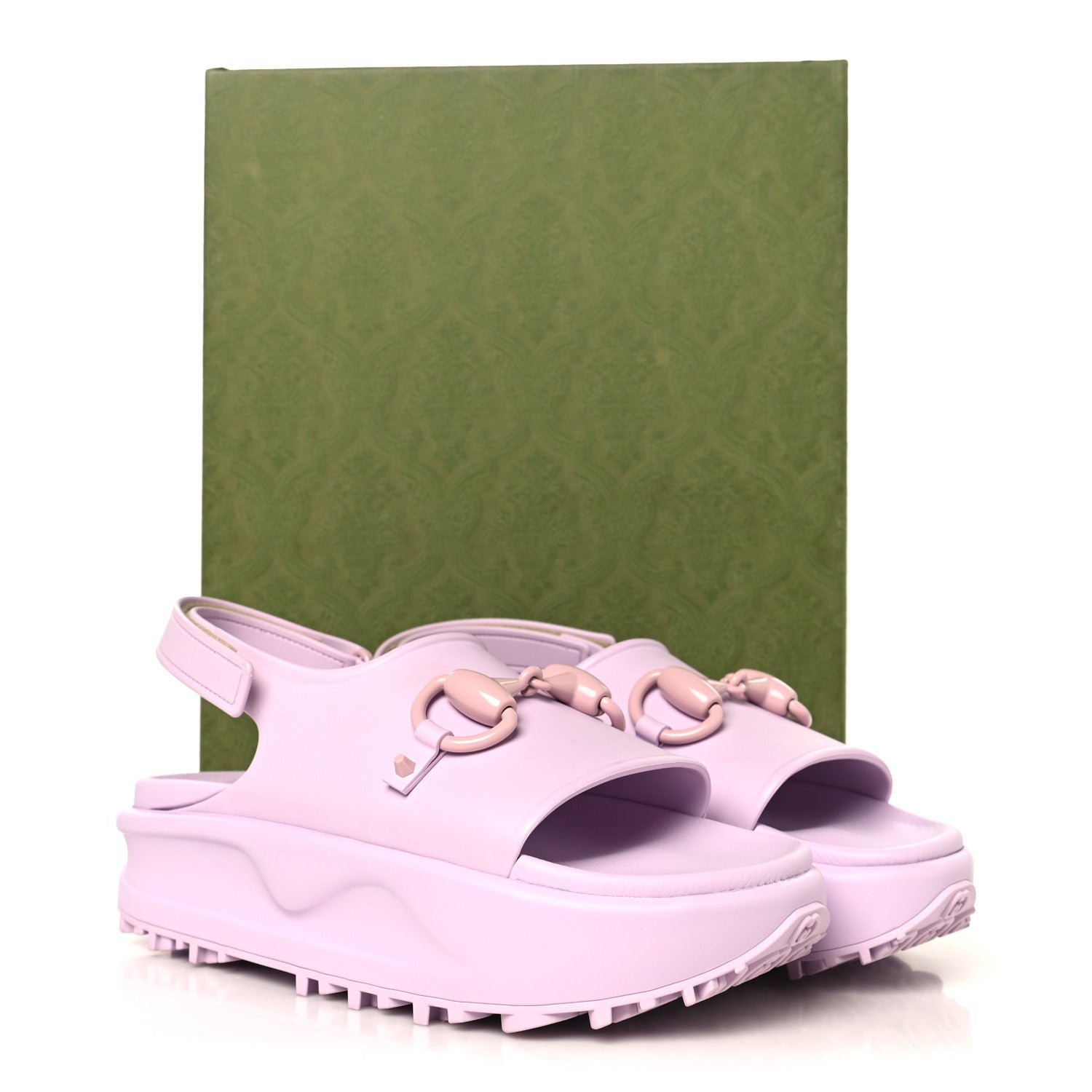Gucci Soft Rubber Horsebit Touch Womens Strapped Sandals 40 Talc Pink 9 of 9