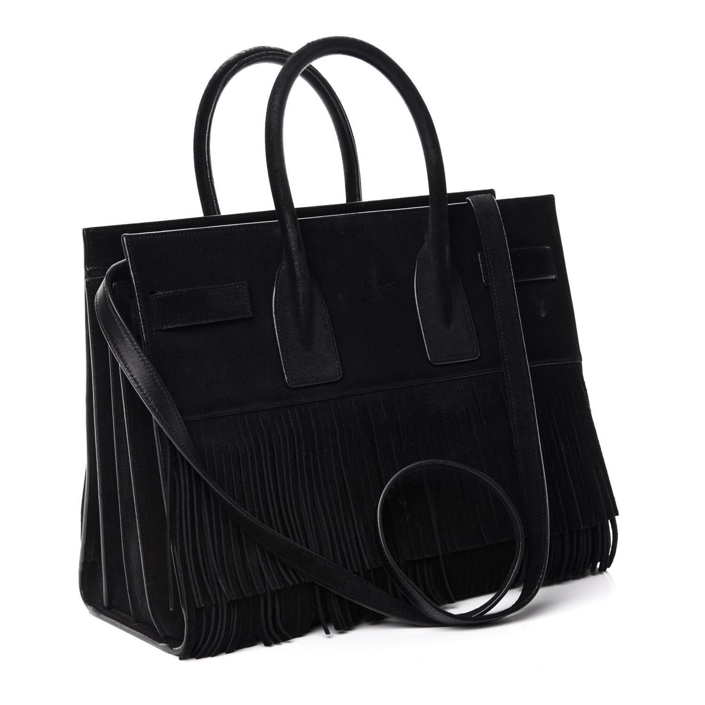 Suede Fringe Small Sac De Jour Black