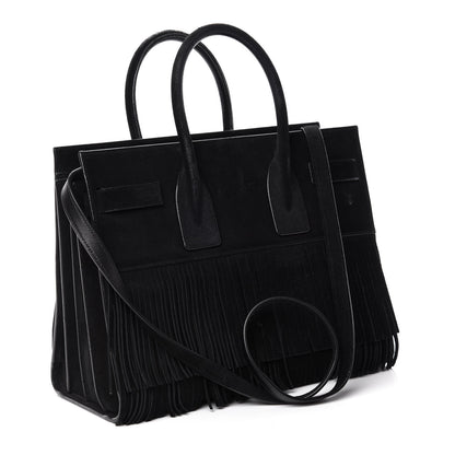 Saint Laurent Suede Fringe Small Sac De Jour Black 3 of 17