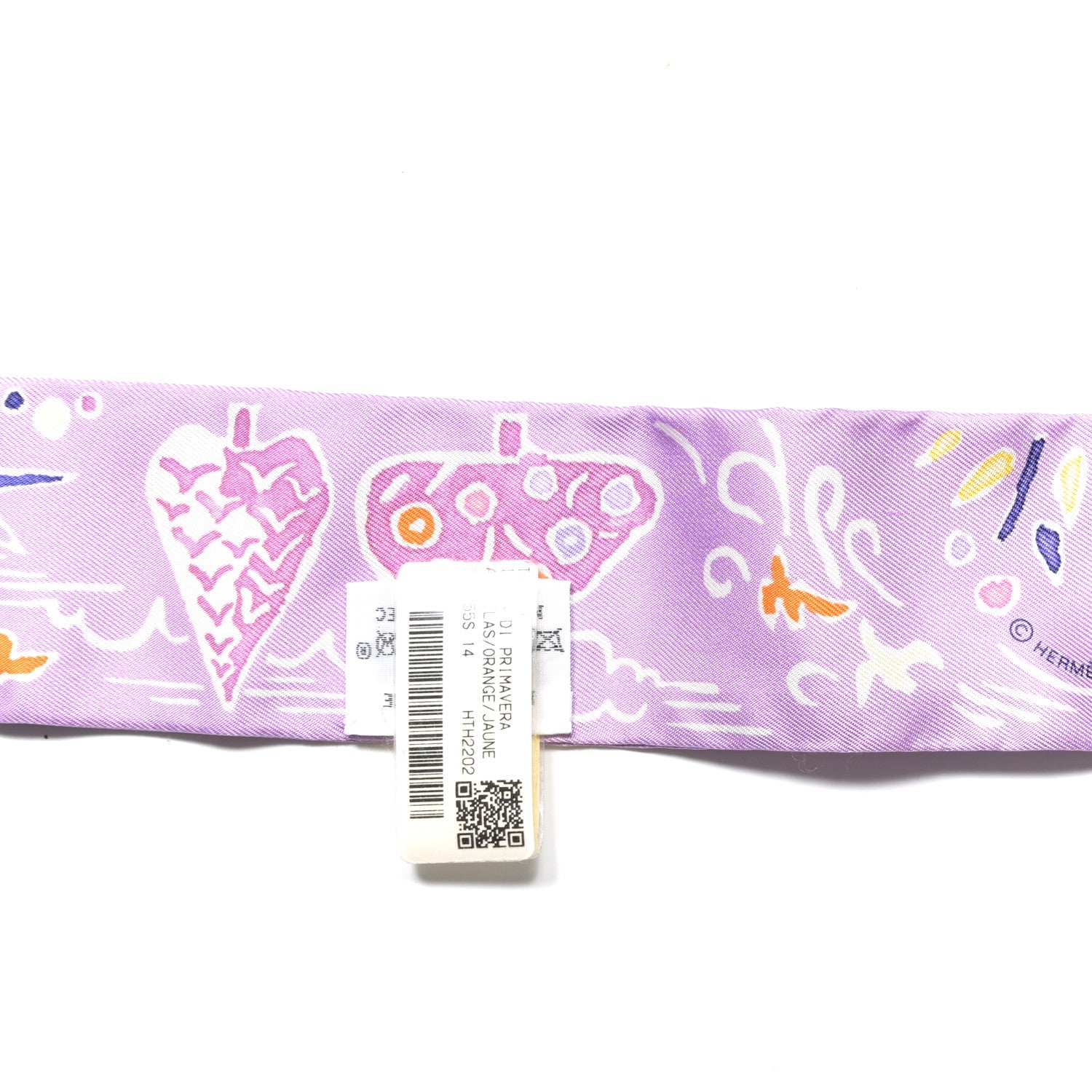 Hermes Silk Isola Di Primavera Twilly Lilas Orange Jaune Lilas Orange Jaune 3 of 4