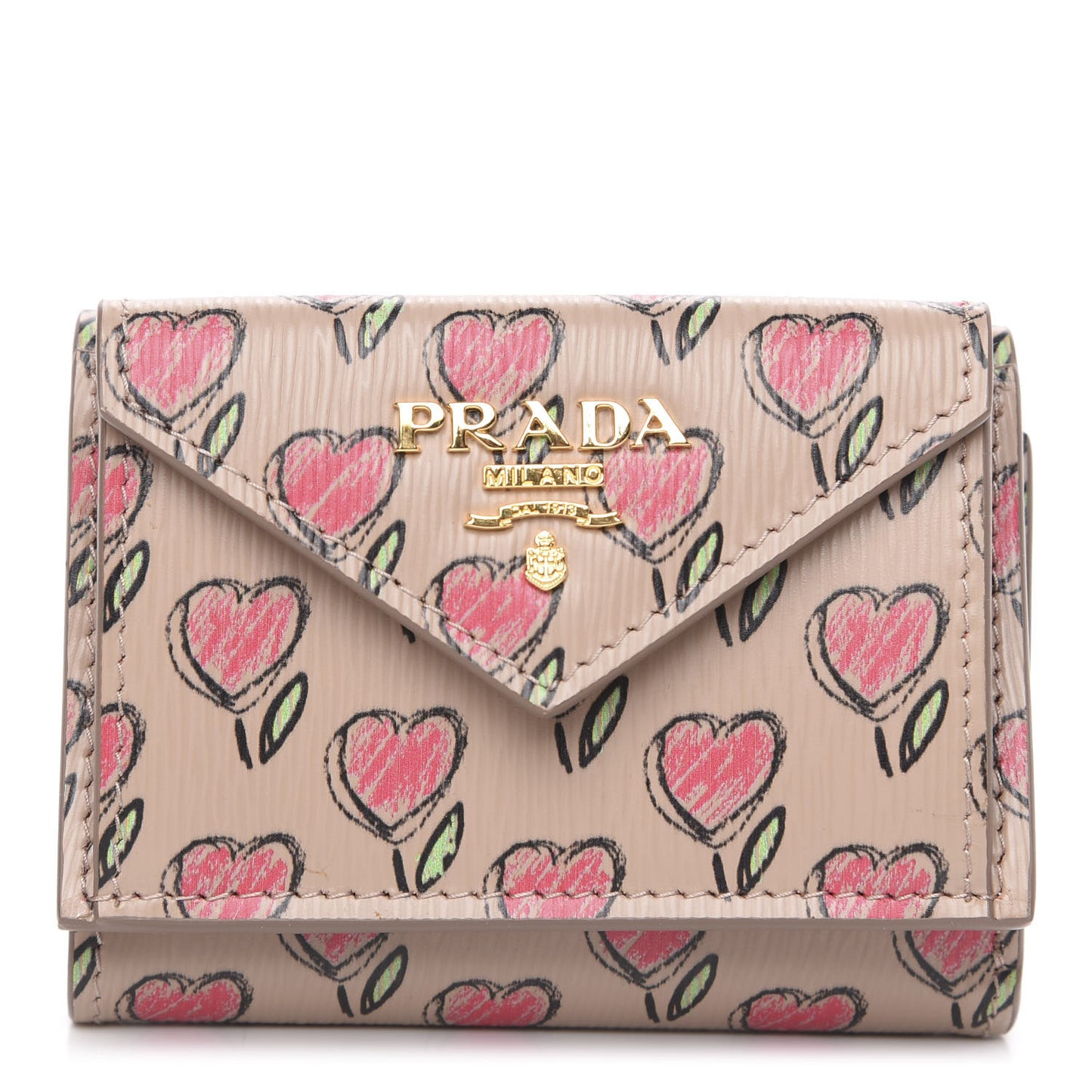 Vitello Move Love Print Envelope Tri-Fold Wallet Cipria