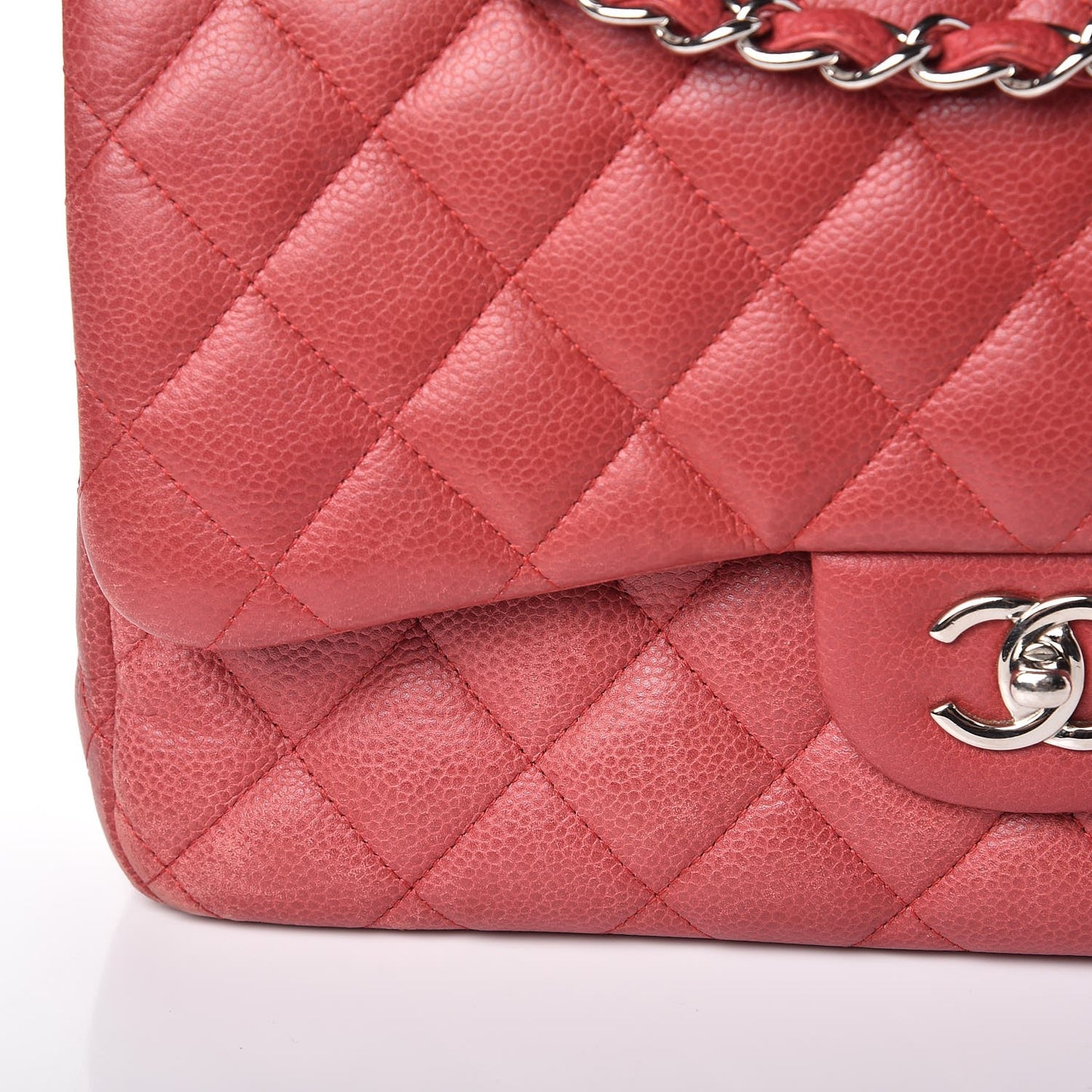 Caviar Quilted Jumbo Double Flap Red