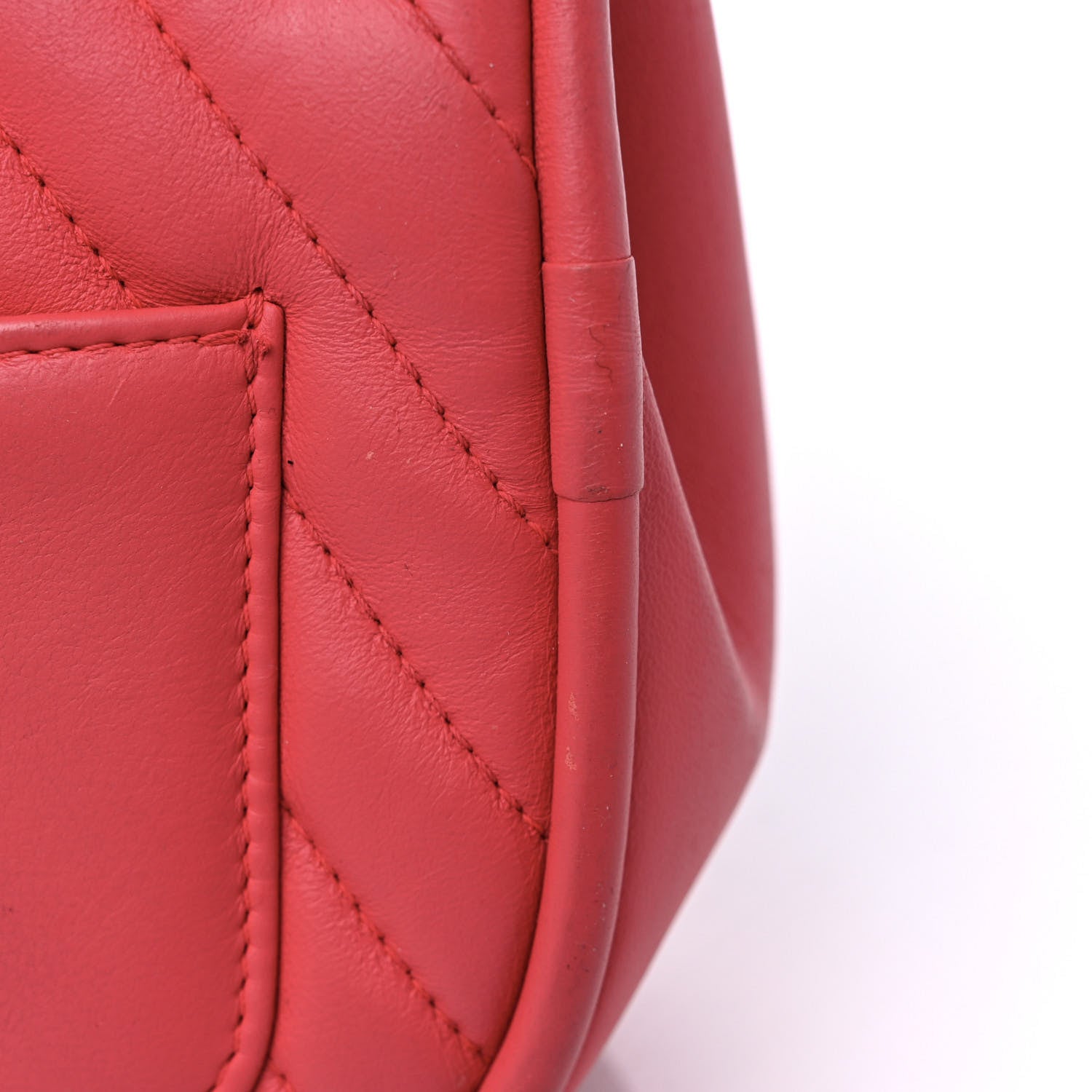 Chanel Lambskin Reverse Chevron Quilted Mini Round Top Handle Flap Bright Pink 15 of 17