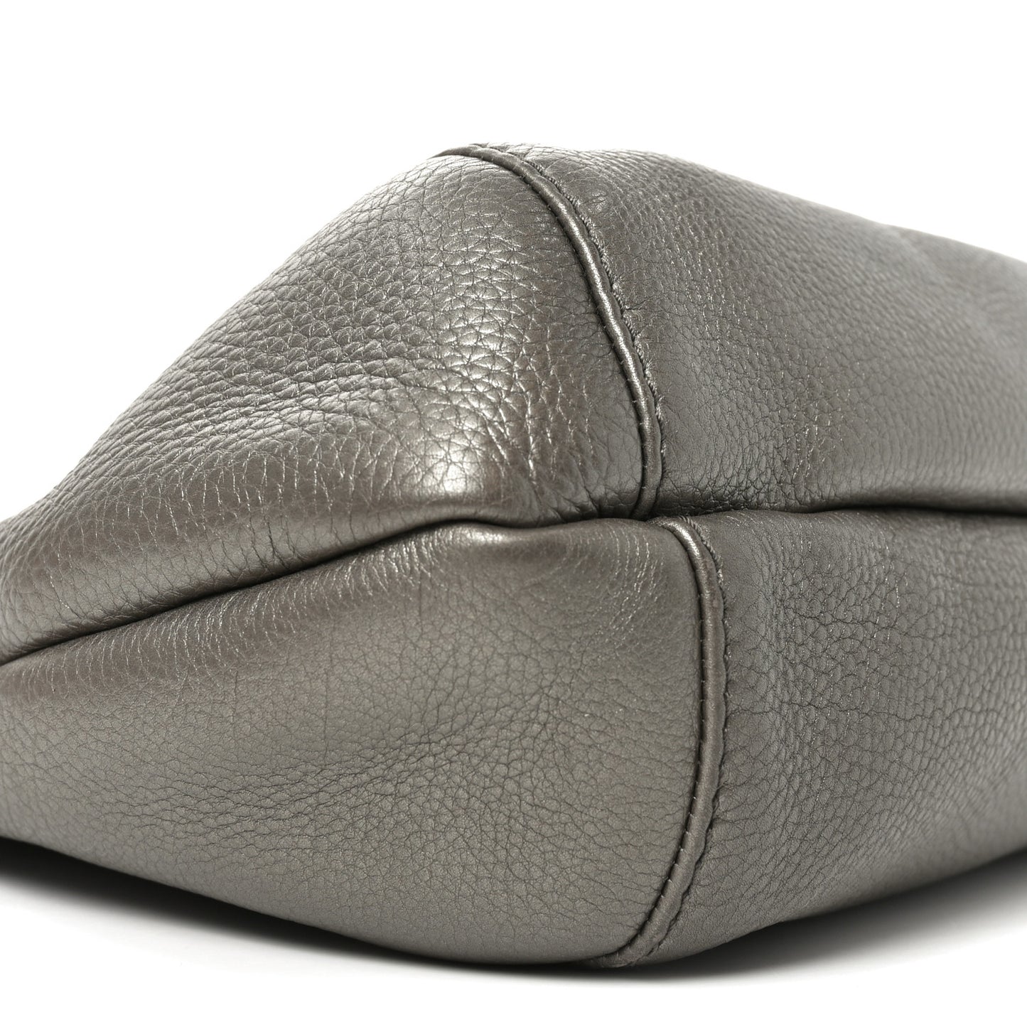 Pebbled Calfskin Medium Techno Horsebit Shoulder Flap Bag Grey