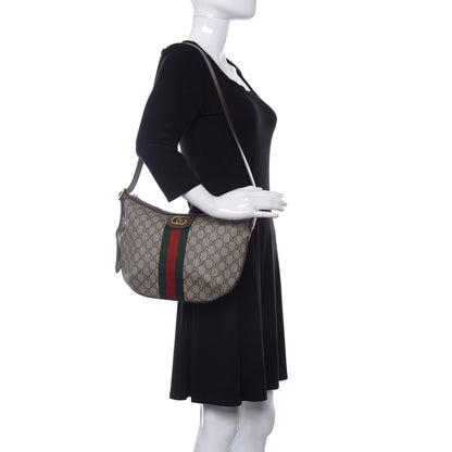 Gucci GG Supreme Monogram Web Small Ophidia Half Moon Hobo Brown 2 of 11