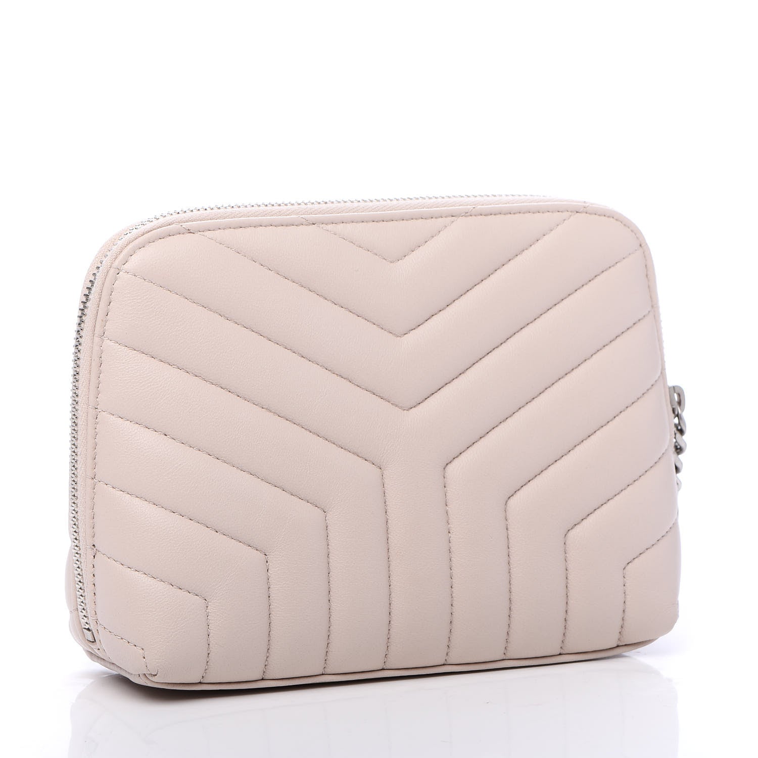 Saint Laurent Lambskin Matelasse Cosmetic Case Ivory 3 of 10
