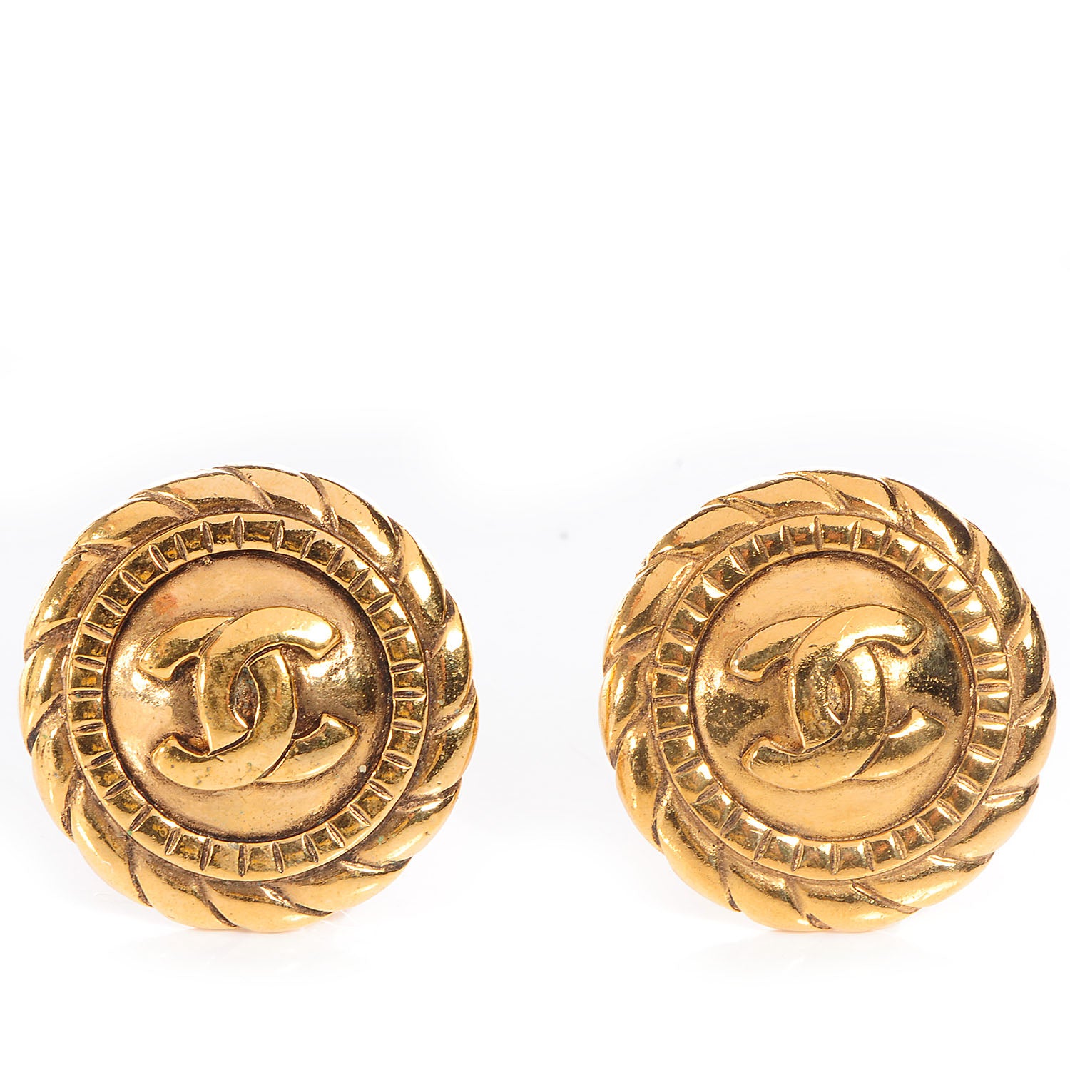 Chanel CC Earrings Clip On Gold 1 of 4
