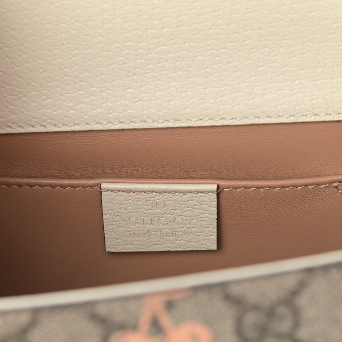 GG Supreme Monogram Berry Textured Dollar Calfskin Small Padlock Shoulder Bag Beige Ebony Light Copper Mystic White