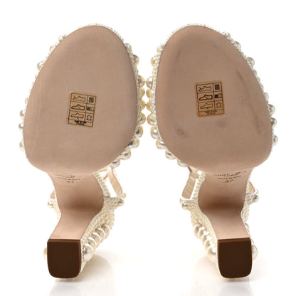 Jimmy Choo Pearl Satin Sacaria 120 Sandals 37 White 5 of 7