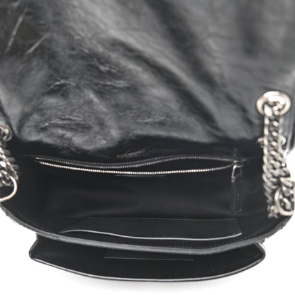 Saint Laurent Crinkled Calfskin Matelasse Monogram Medium Niki Chain Satchel Black 5 of 10