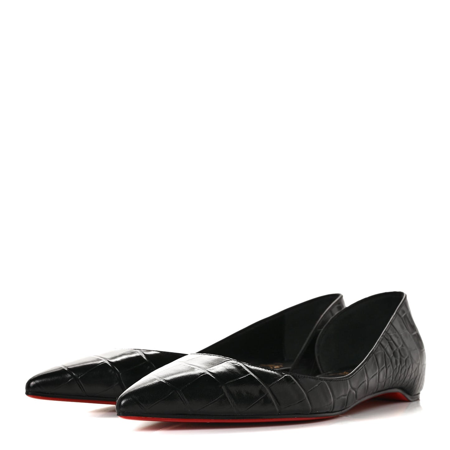 Crocodile Embossed Calfskin Iriza Flats 40.5 Black