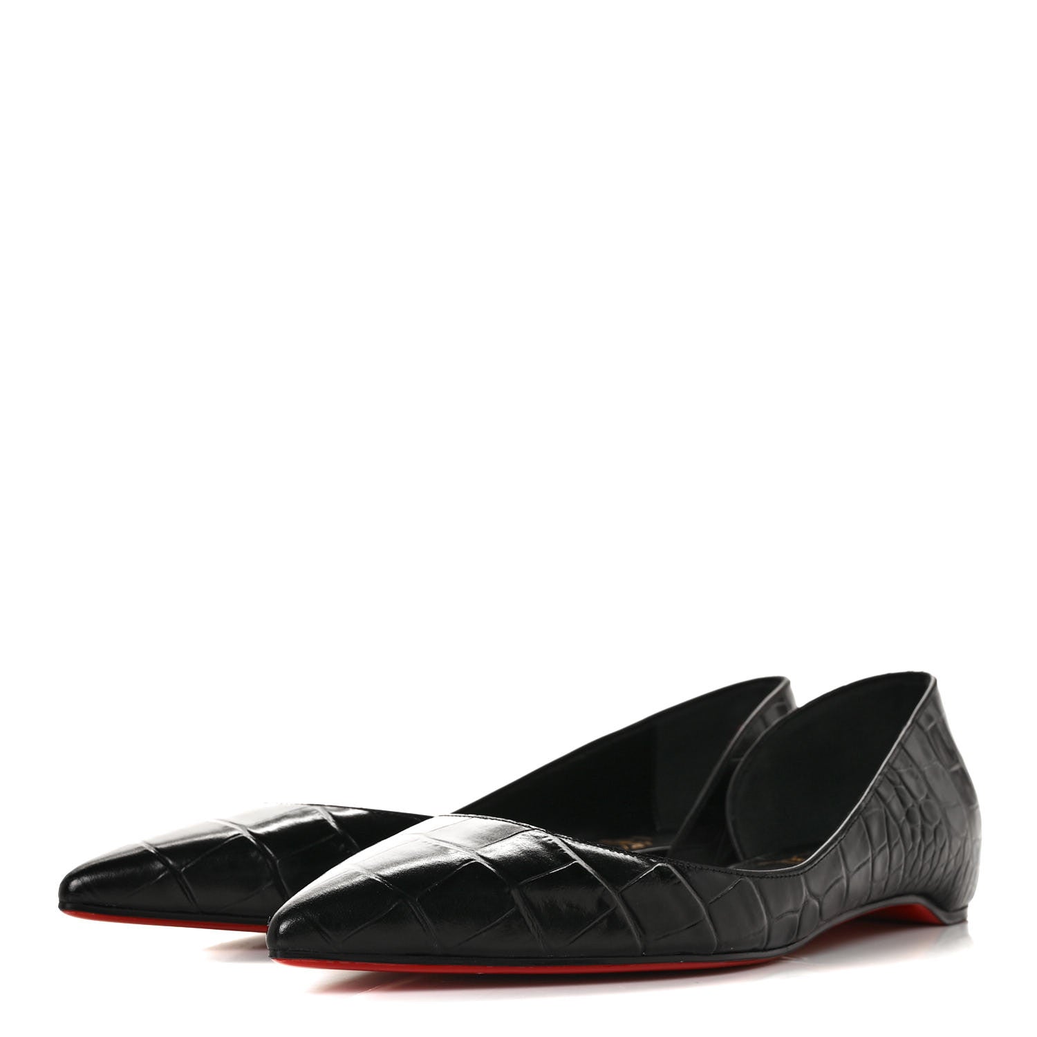 Christian Louboutin Crocodile Embossed Calfskin Iriza Flats 40.5 Black 3 of 8
