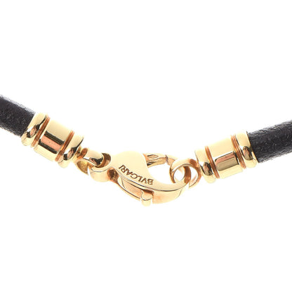 Bulgari 18K Yellow Gold Stainless Steel Heart Cord Pendant Necklace 6 of 7