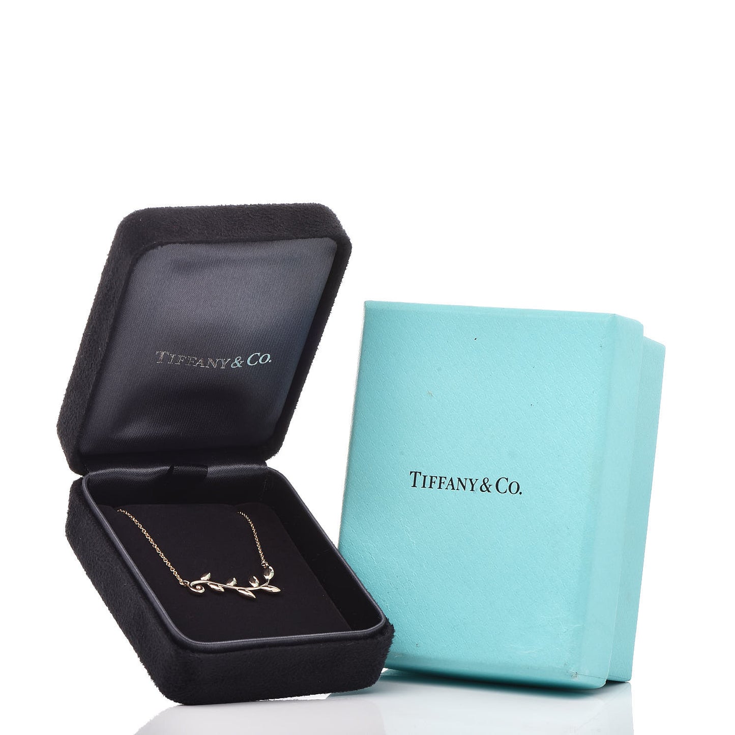 18K Rose Gold Olive Leaf Vine Pendant Necklace