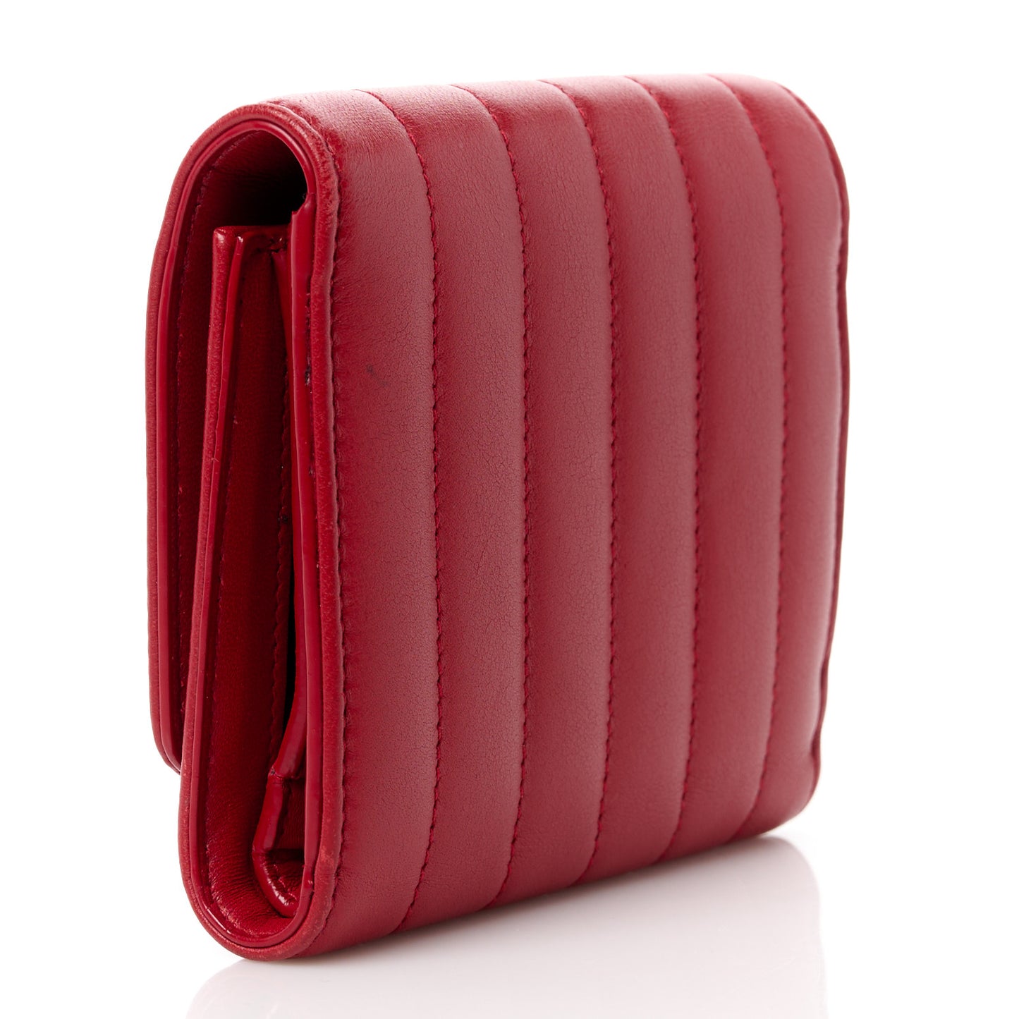 Lambskin Matelasse Monogram Vicky Tri-Fold Wallet Black