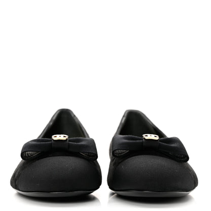 Chanel Suede Grosgrain CC Bow Ballerina Cap Toe Flats 37.5 Black 2 of 9