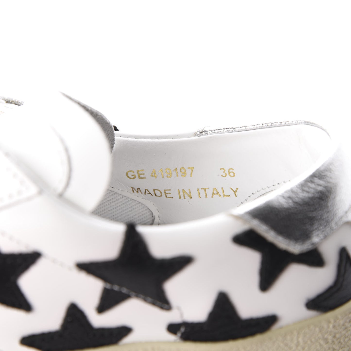 Calfskin Star Court Sneakers 36 White Black
