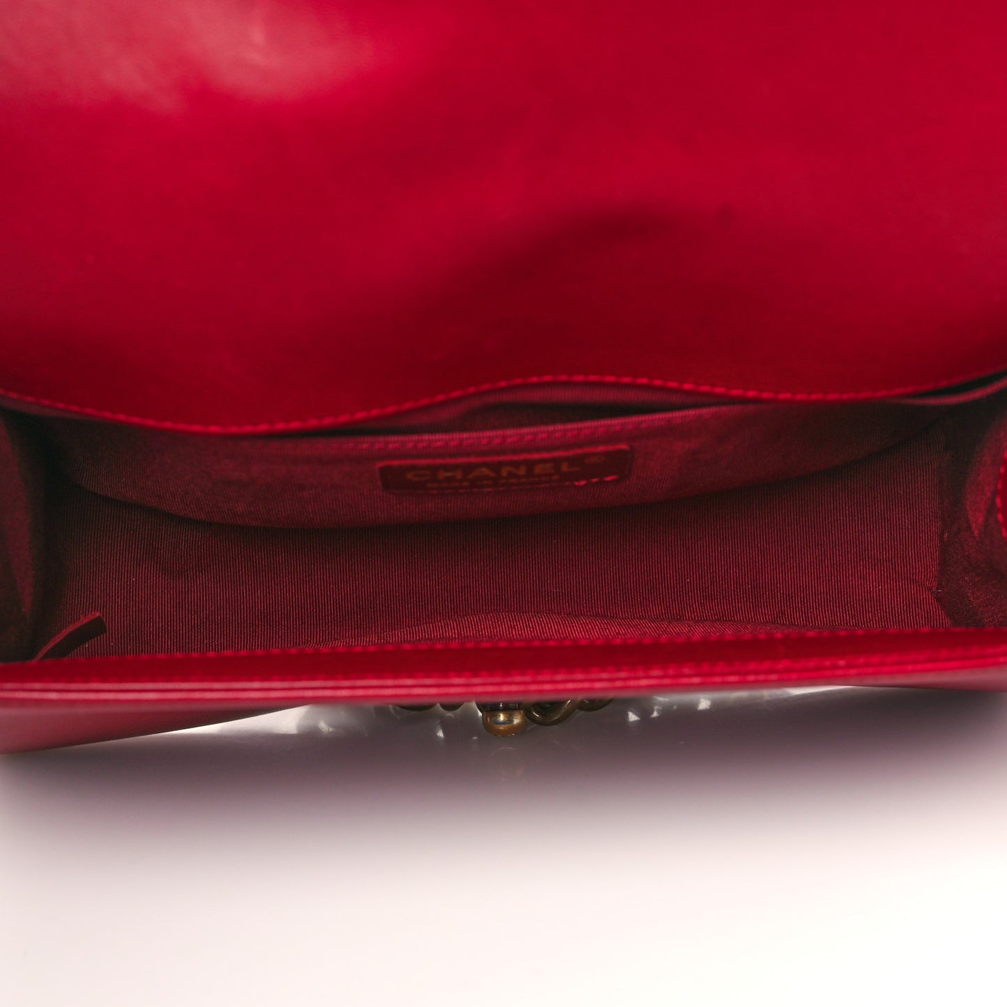Lambskin Quilted Medium Boy Flap Dark Red
