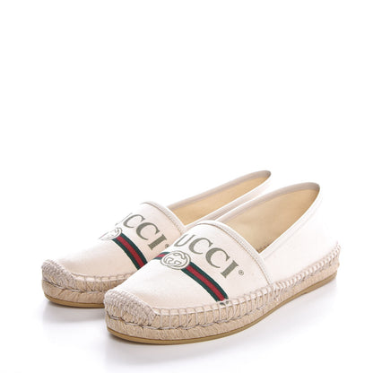 Gucci Canvas Logo Espadrilles 36 Greggio White 3 of 12