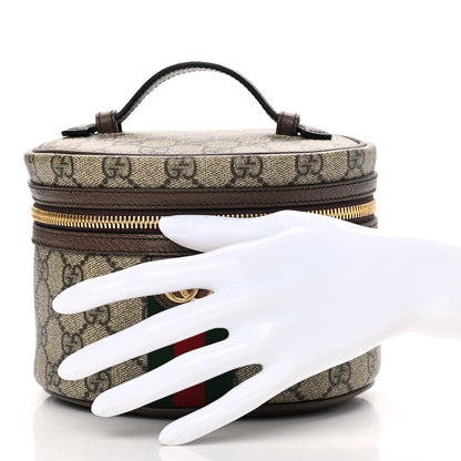 Gucci GG Supreme Monogram Textured Calfskin Web Ophidia Vanity Cosmetic Case Beige Ebony New Acero 2 of 8