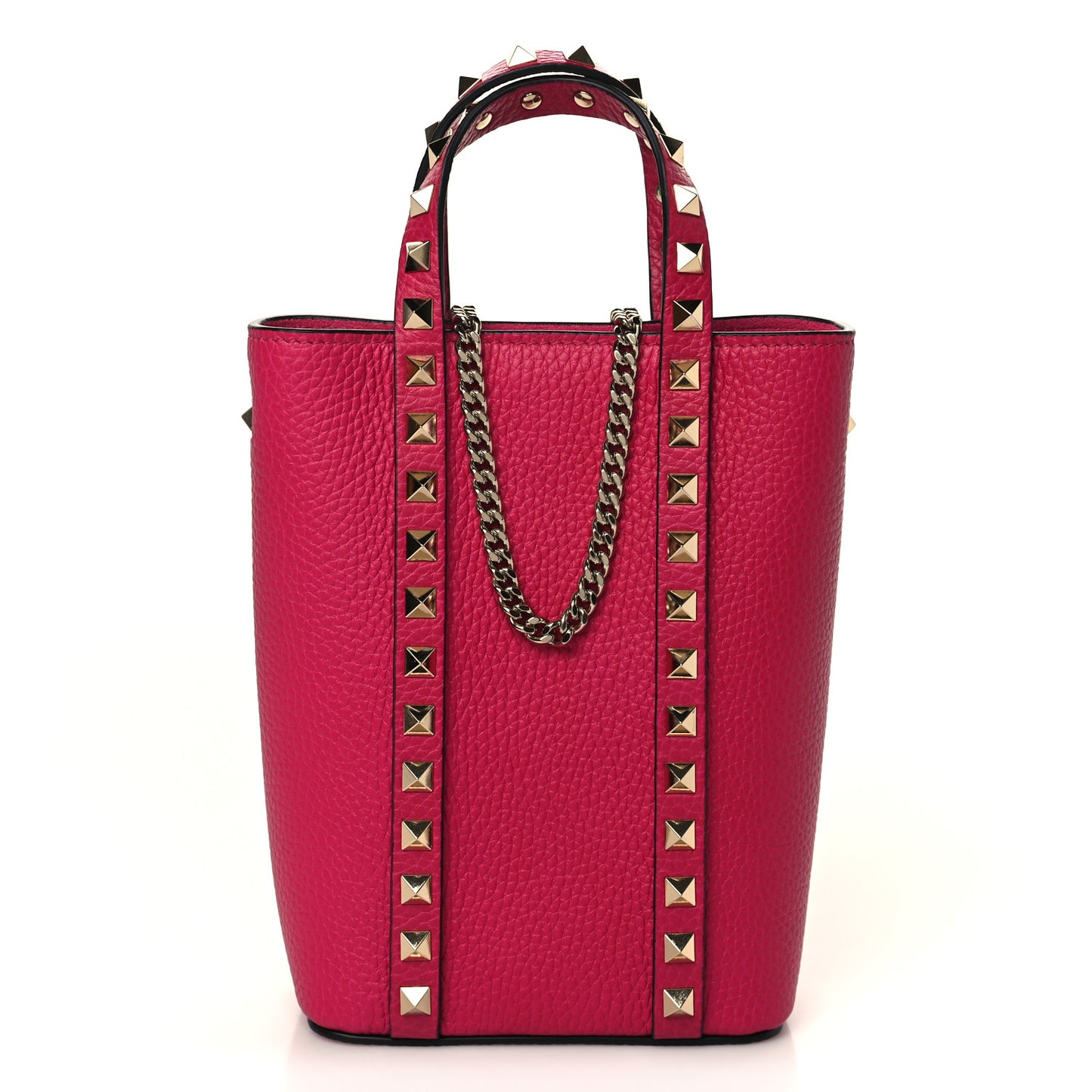 Pebbled Calfskin Rockstud North-South Crossbody Bag Rose Violet