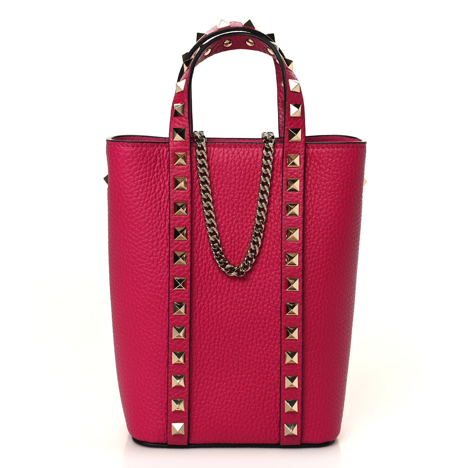 Valentino Garavani Pebbled Calfskin Rockstud North-South Crossbody Bag Rose Violet 1 of 7