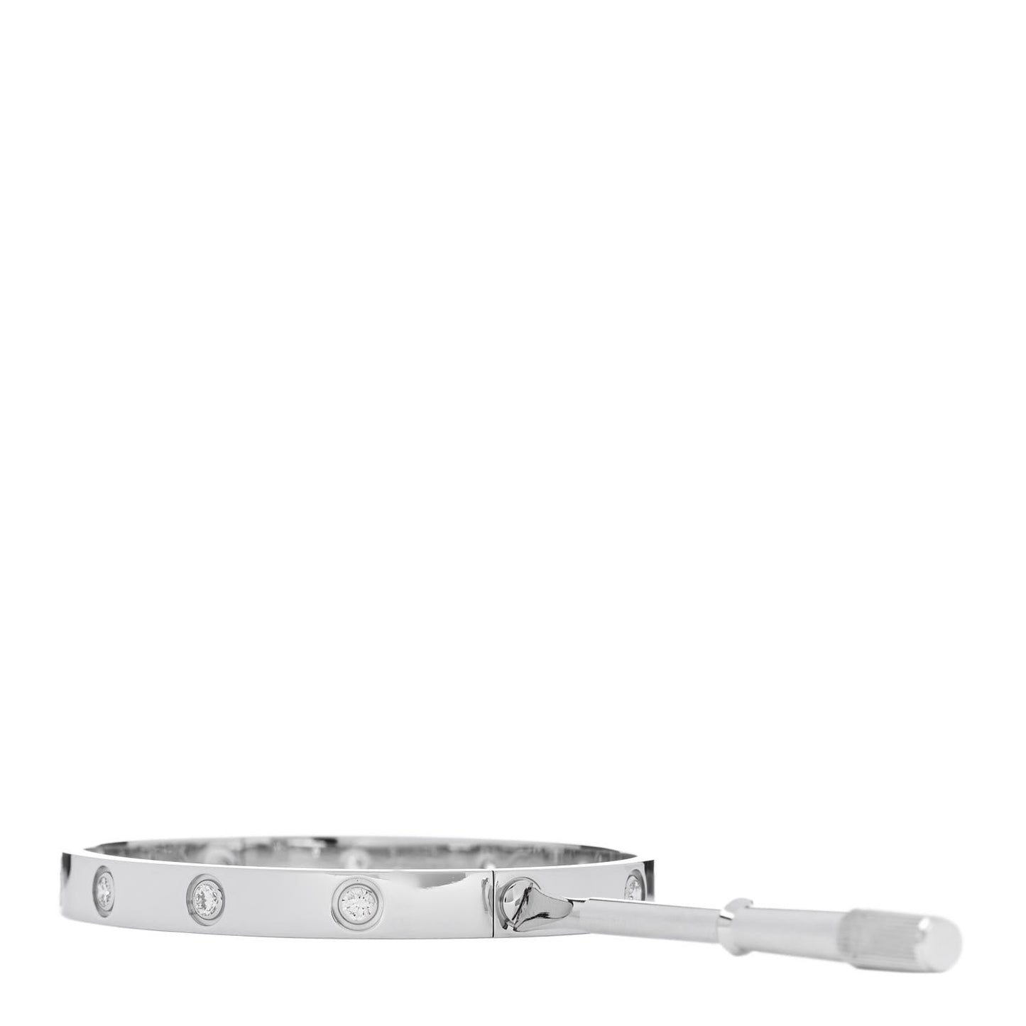 18K White Gold 10 Diamond LOVE Bracelet 17