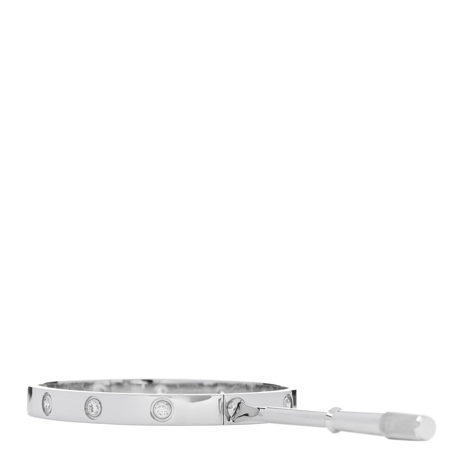 Cartier 18K White Gold 10 Diamond LOVE Bracelet 17 3 of 8