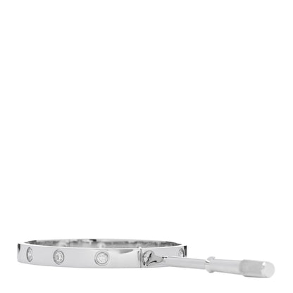 Cartier 18K White Gold 10 Diamond LOVE Bracelet 17 3 of 8