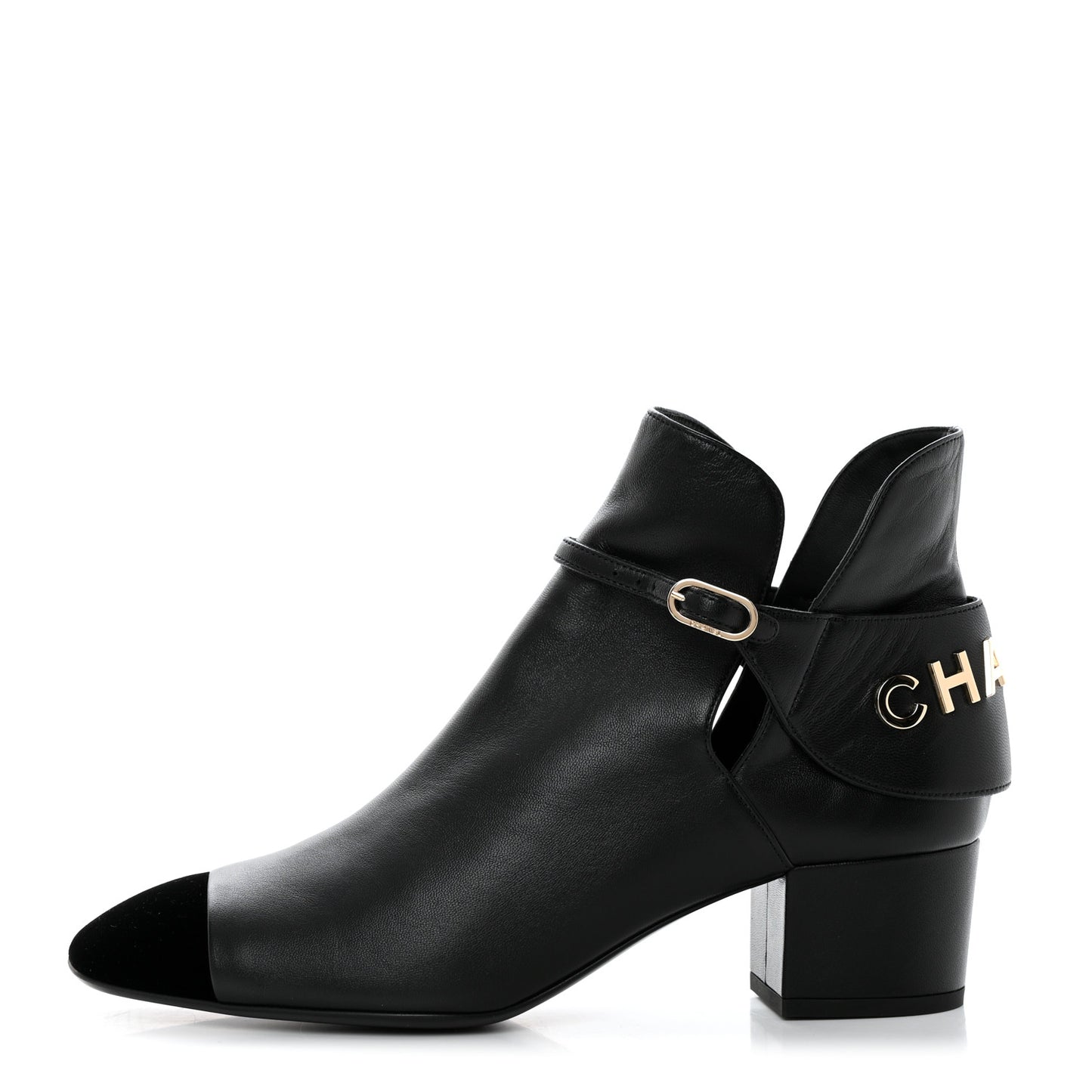 Lambskin Velvet Cap Toe Short Ankle Boots 39 Black