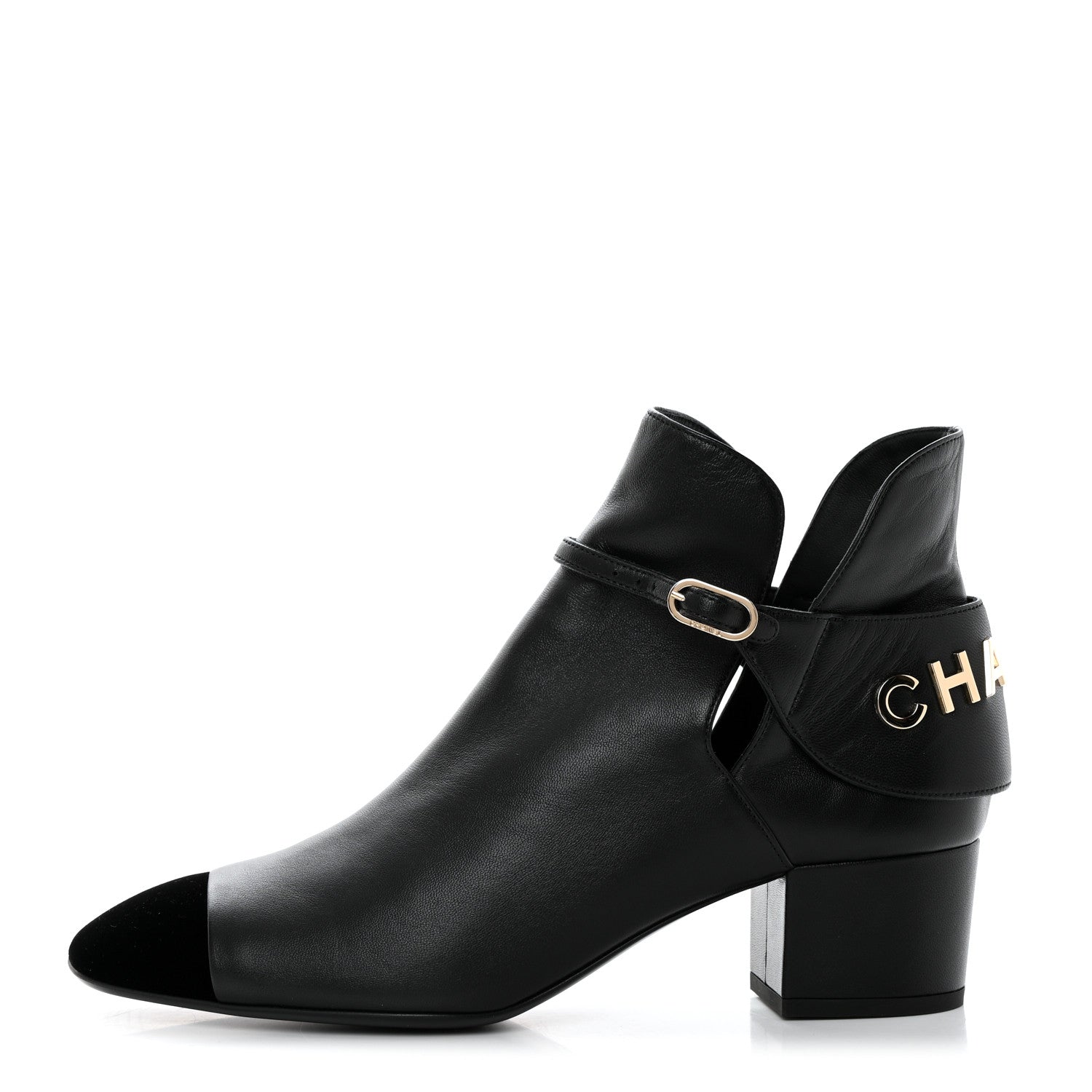Chanel Lambskin Velvet Cap Toe Short Ankle Boots 39 Black 1 of 9