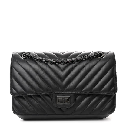 Chanel Aged Calfskin Chevron Quilted 2.55 Reissue 225 Flap So Black 1 of 11