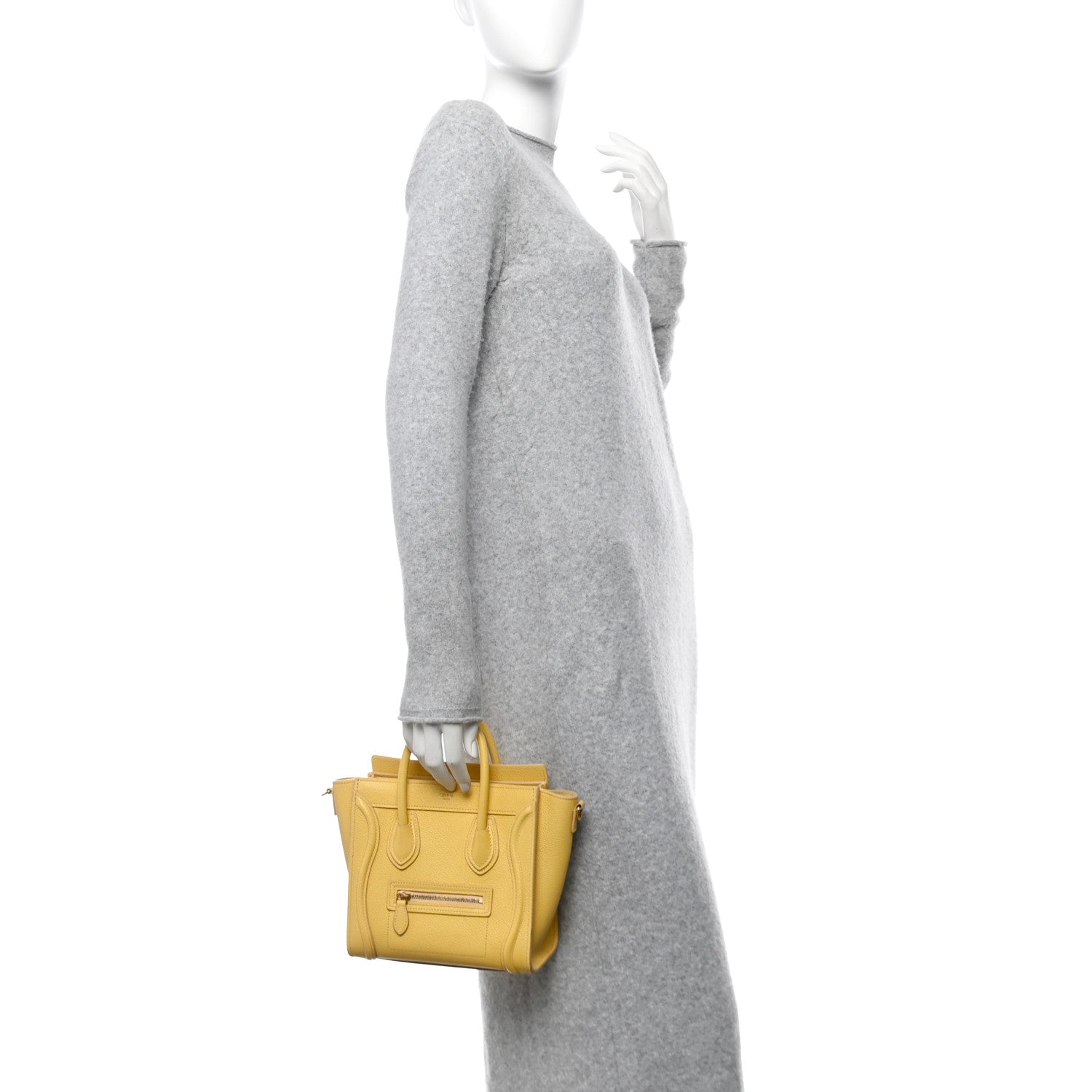 Celine Drummed Calfskin Nano Luggage Pollen 2 of 12