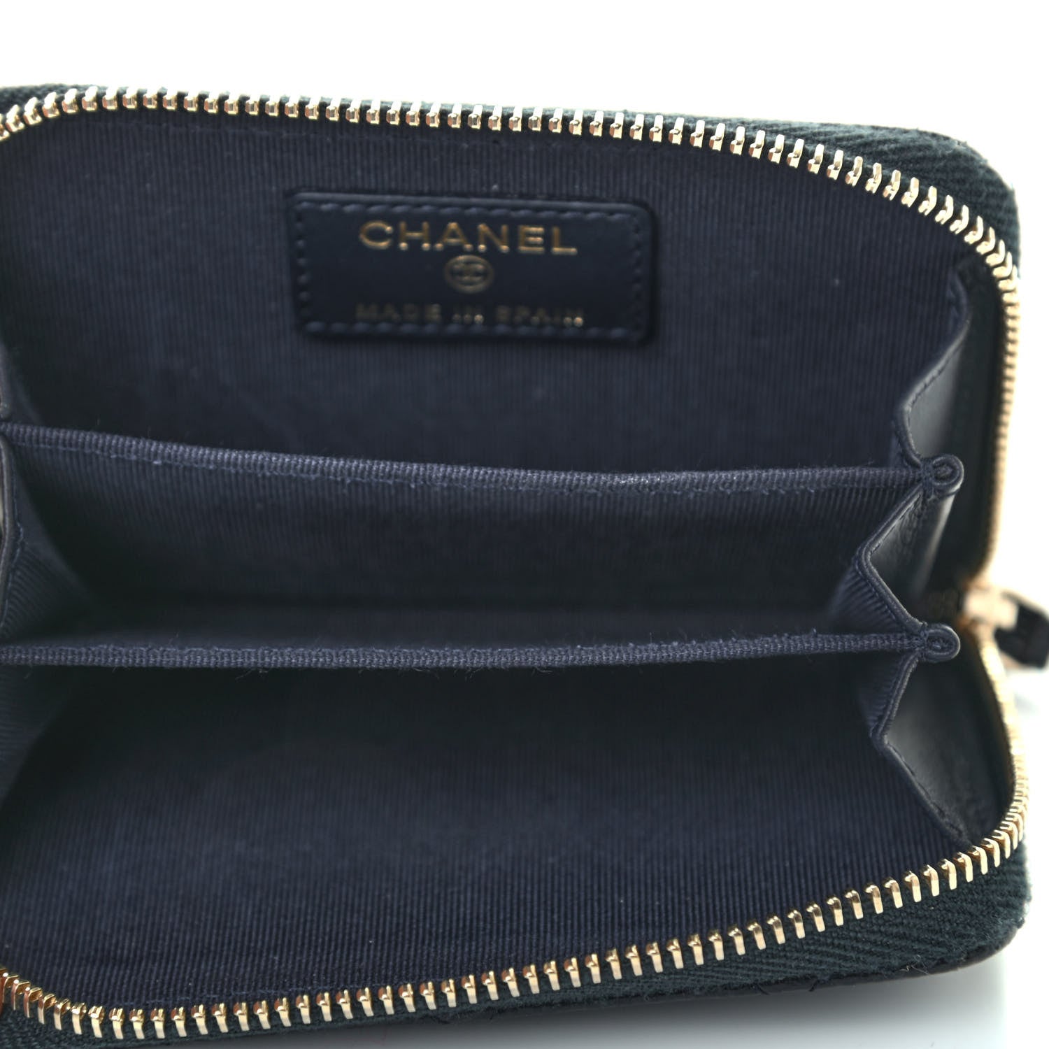 Chanel Caviar Quilted Zip Coin Purse Wallet Dark Blue 5 of 7
